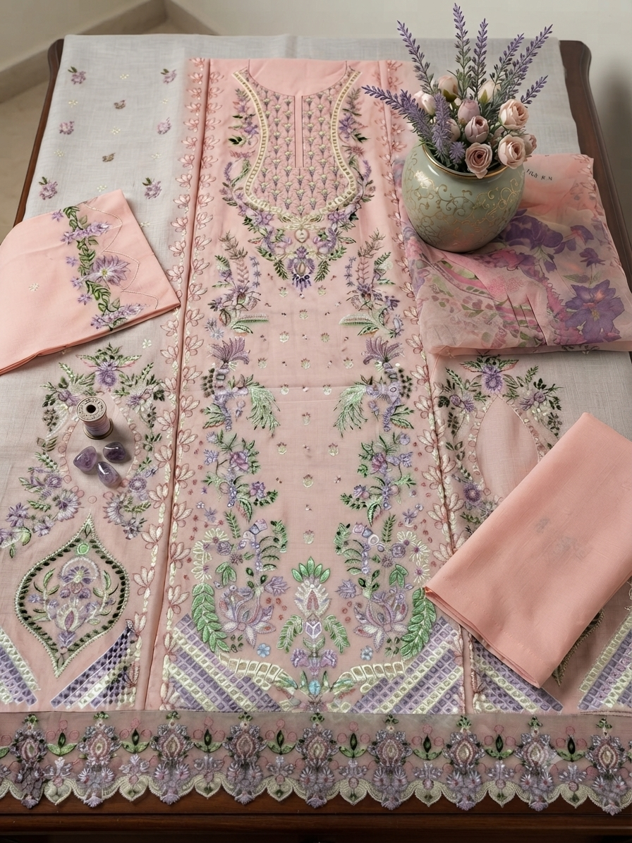 Nureh Riaz arts luxury embroidered lawn 3pc