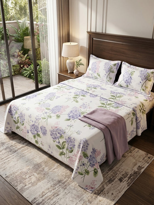 pure cotton stuff king size bed sheet with 2 pillow covers