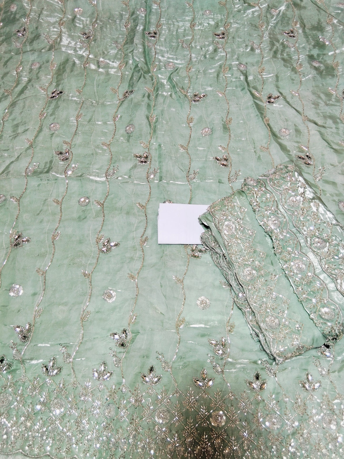 Sale cut Dana embroided sheesha silk 2pc shirt and dupatta
