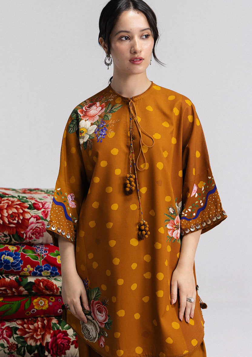 Coco prints by Zara shahjhan  AMELIA-5B printed linen 3pc