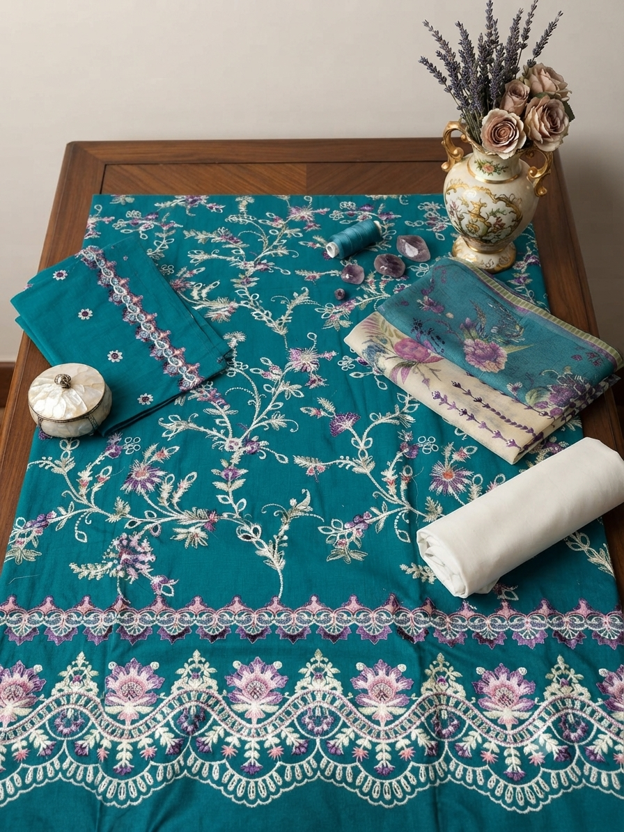 Nureh Riaz arts luxury embroidered lawn 3pc