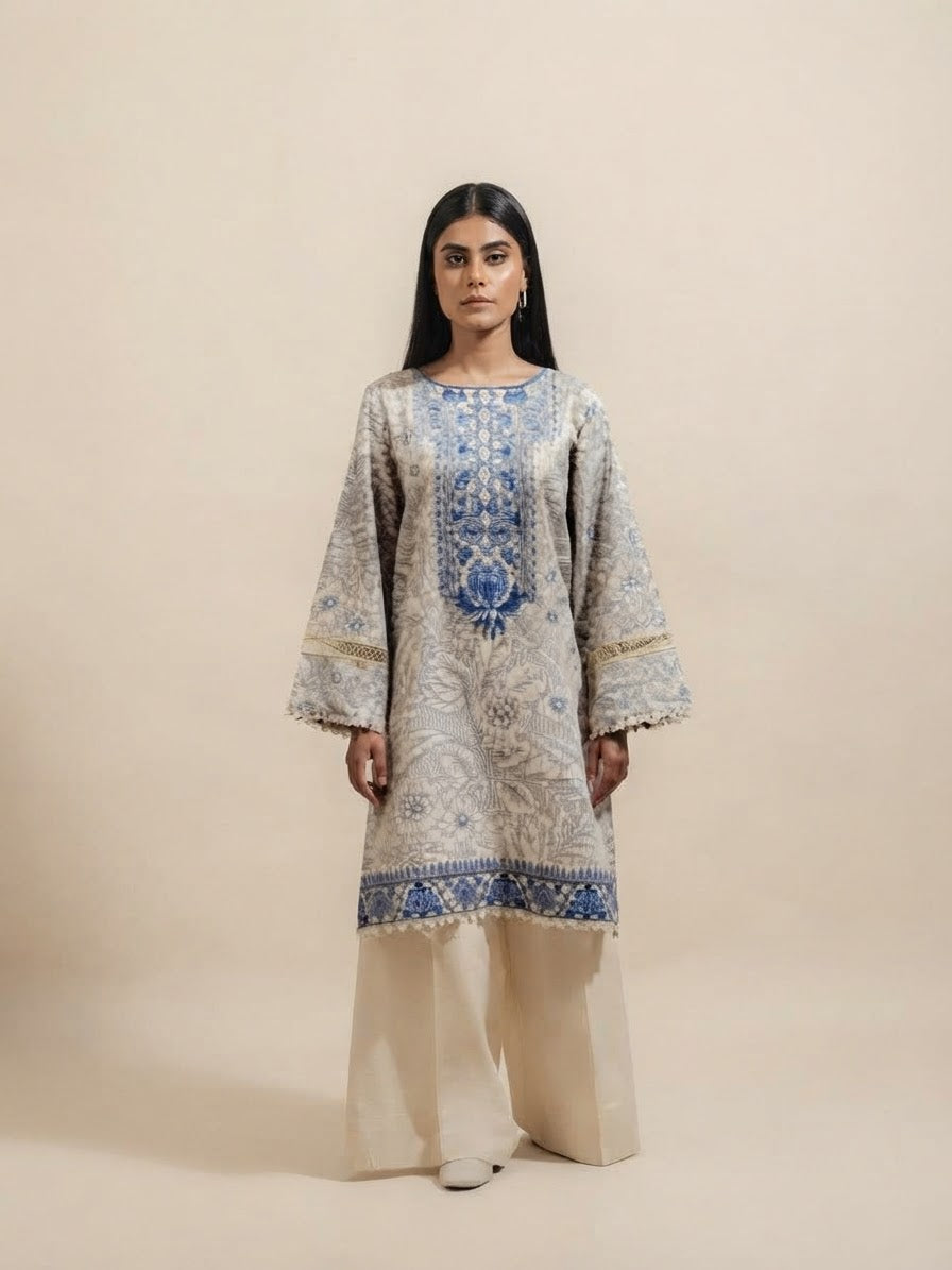 Beechtree embroided khadar 2pc shirt and trouser