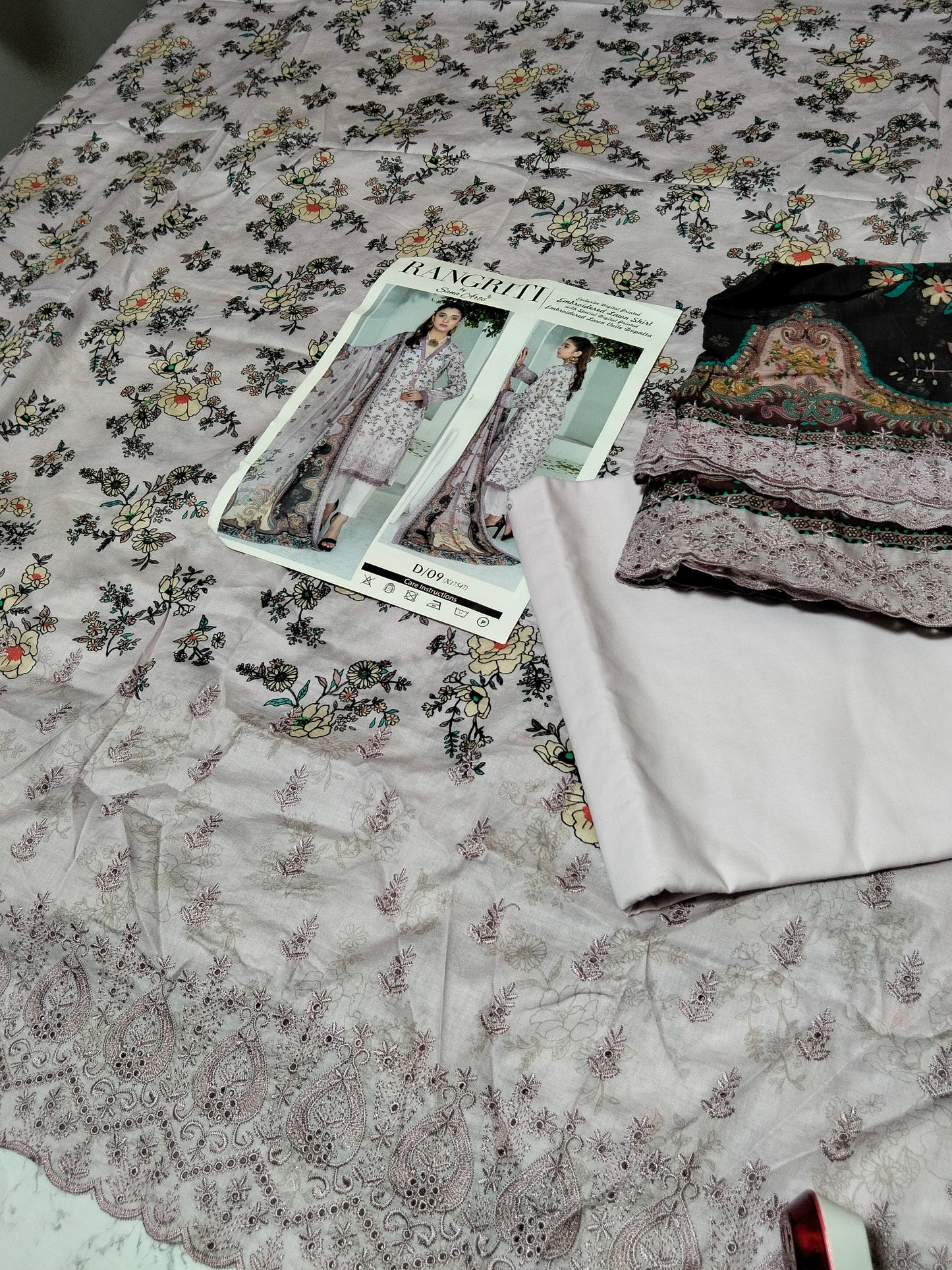 Sale RangRiti Embroidered/Printed Lawn 3pc