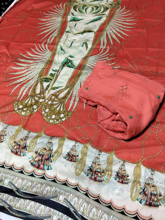 Sale shirt of Shiza Hassan + breeze embroided pure chiffon dupatta