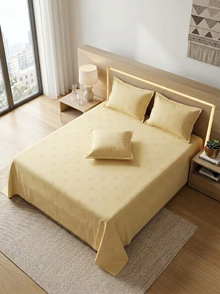 Bareeze home embroided cotton king size bedsheet with 2 pillow covers and 1 cushion cover