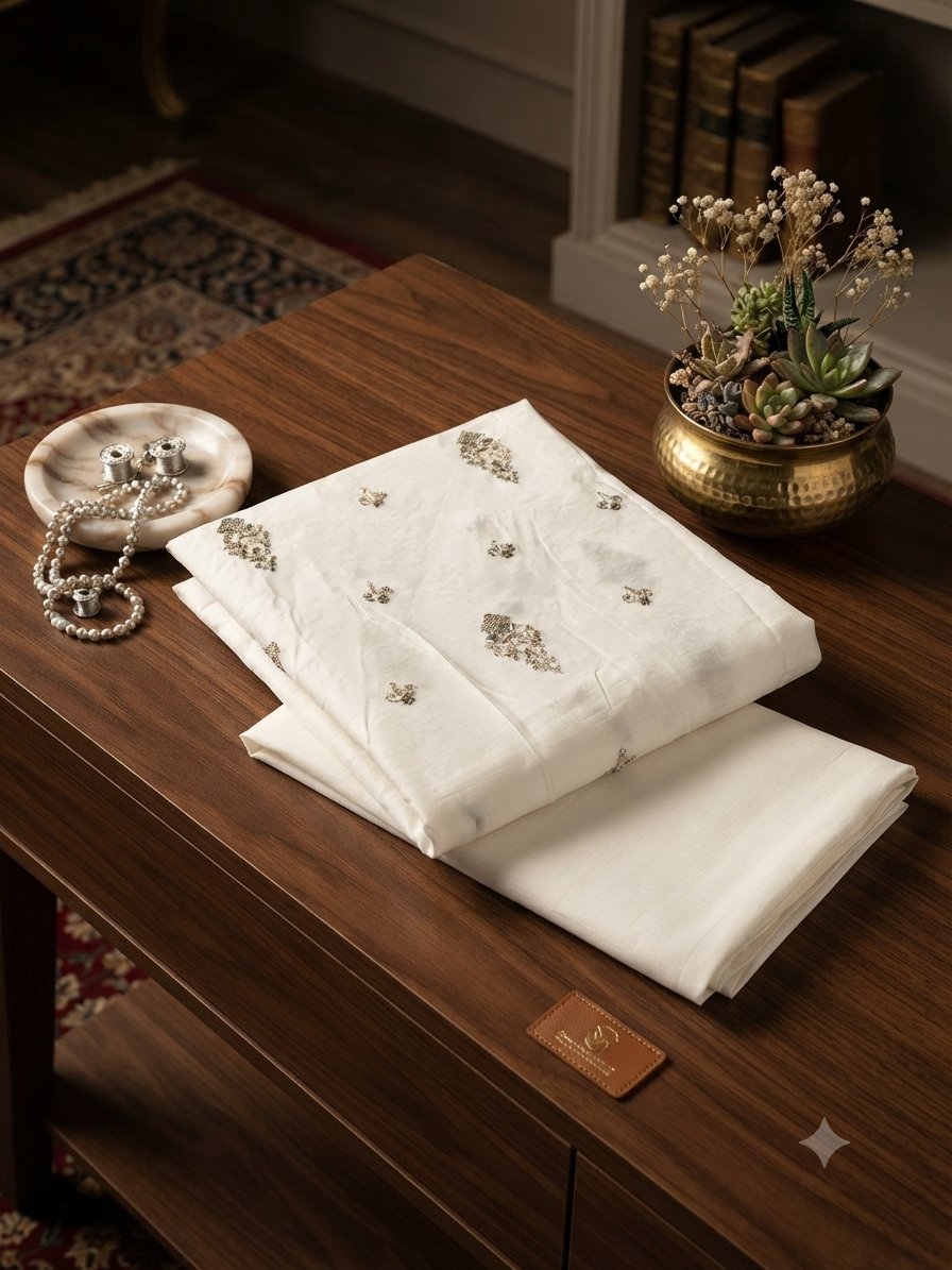 Embroided Raw silk 2pc dyeable