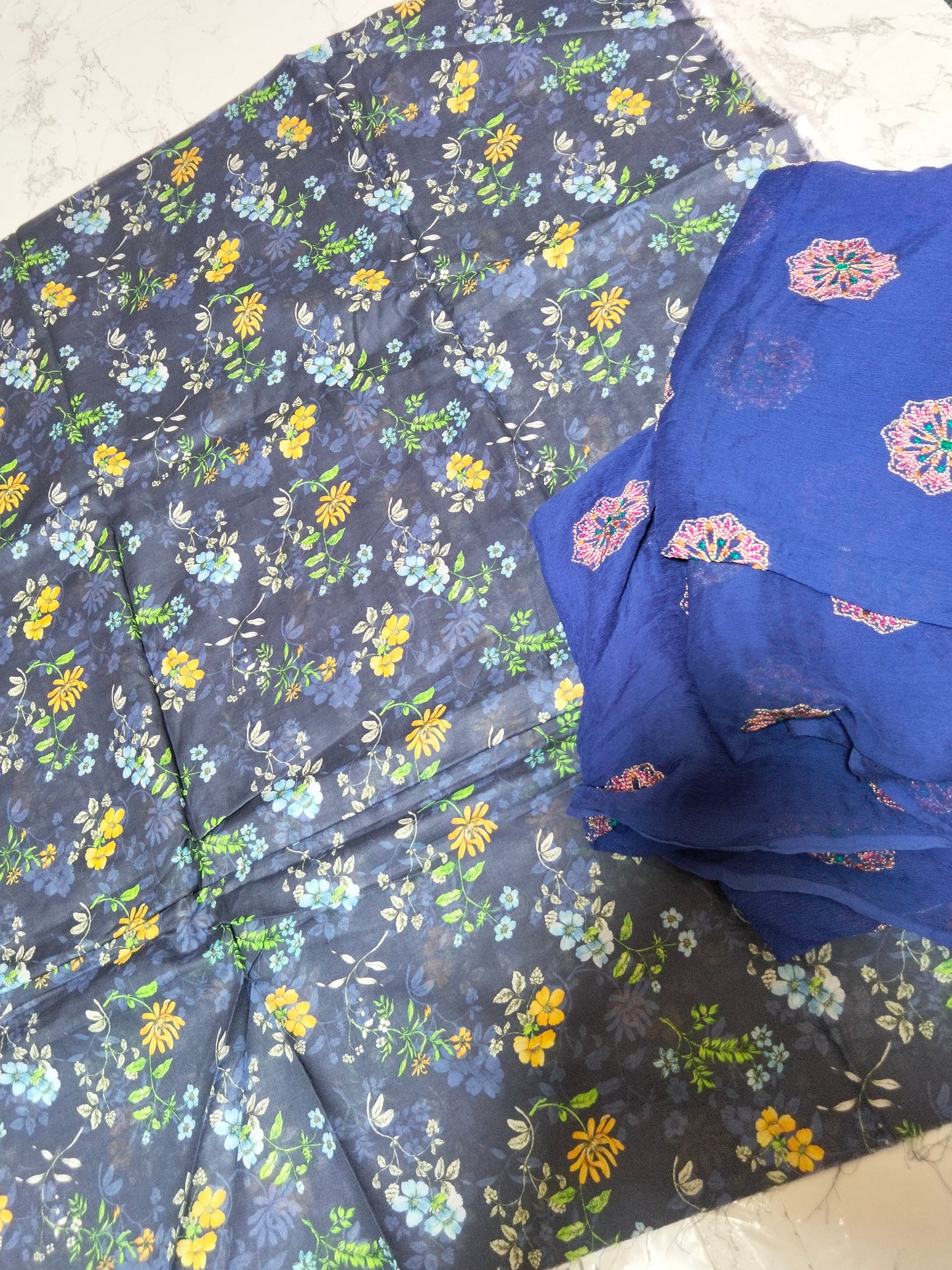 Sale Allover printed lawn 2pc  + breeze embroided pure chiffon dupatta
