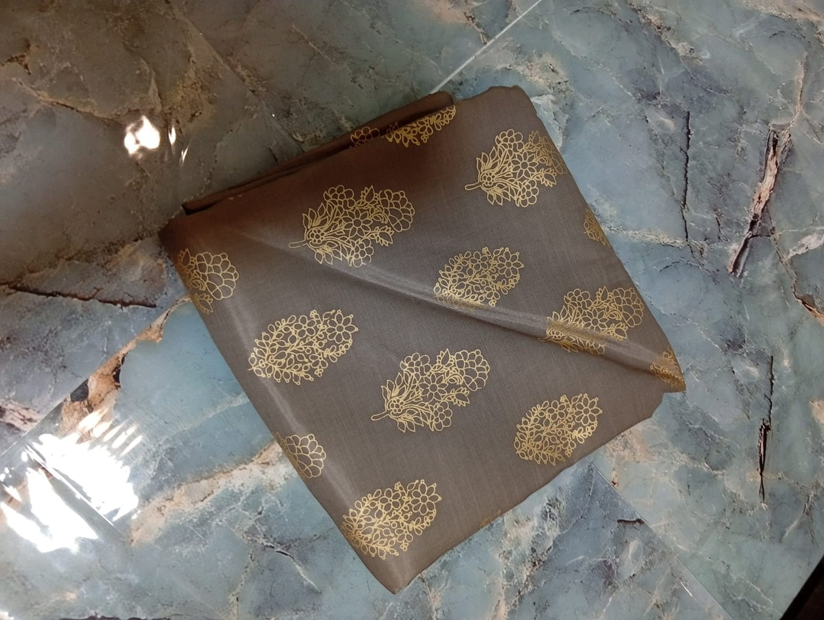 Block printed raw silk 2pc