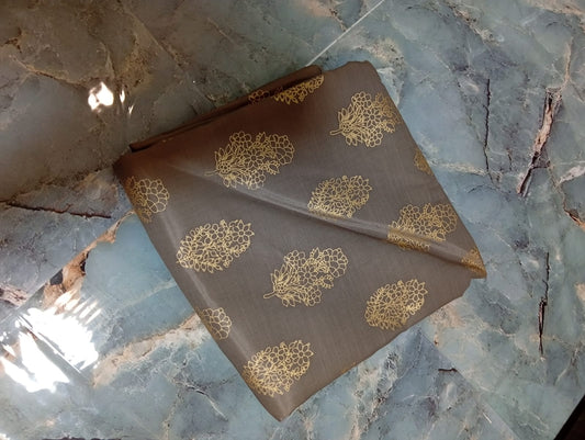 Block printed raw silk 2pc