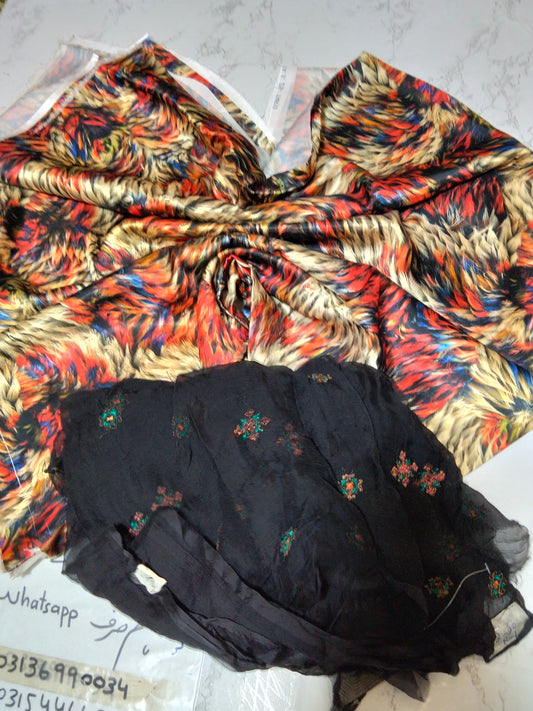 Sale shmose silk 2pc+ breeze embroided pure chiffon dupatta