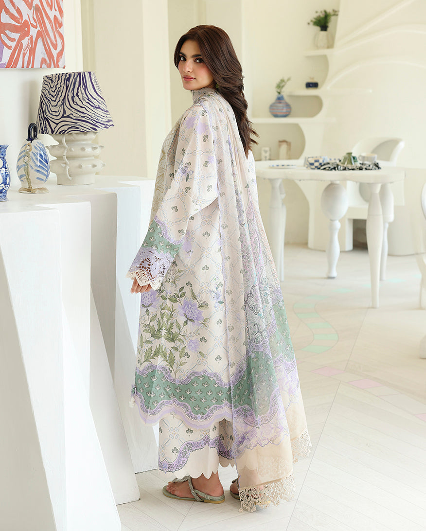 Mushq Roheenaz white Camellia embroided 3pc