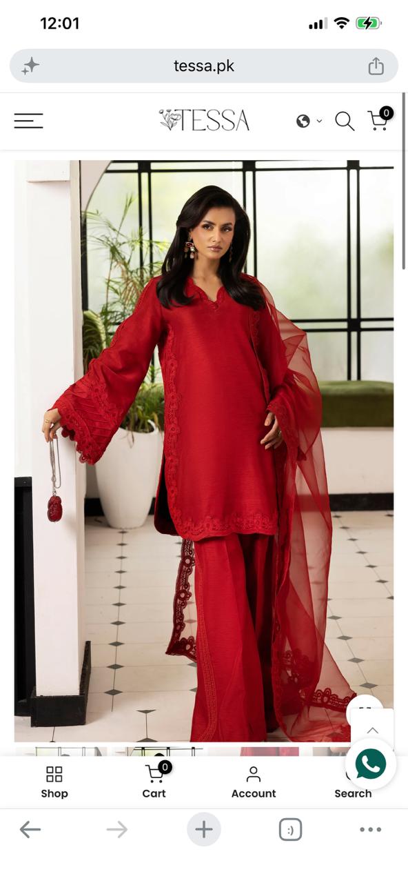 Tessa luxury formal stitched 3 pc small neck line
