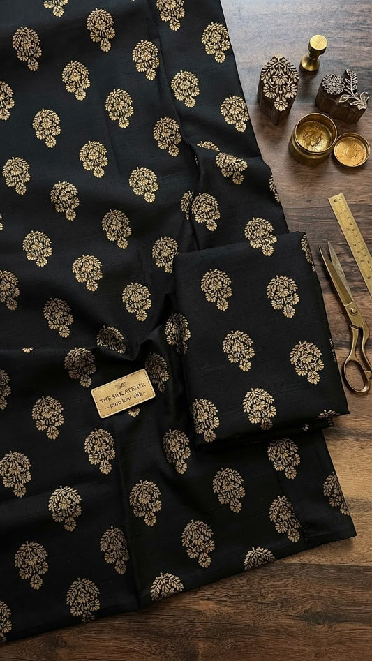 Block printed raw silk 2 pc