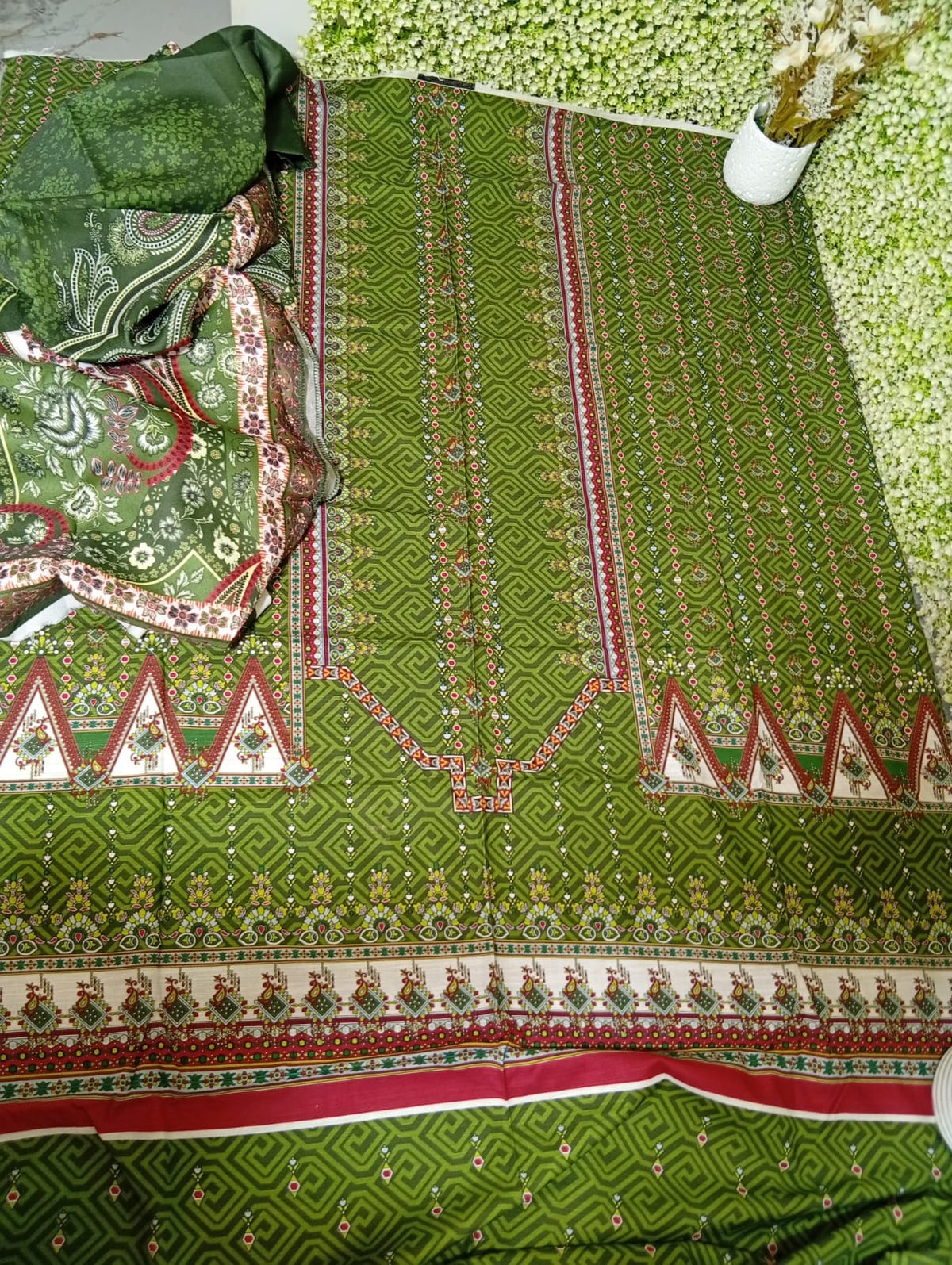 Sale printed khadar shirt and printed wool shawl winter 2pc