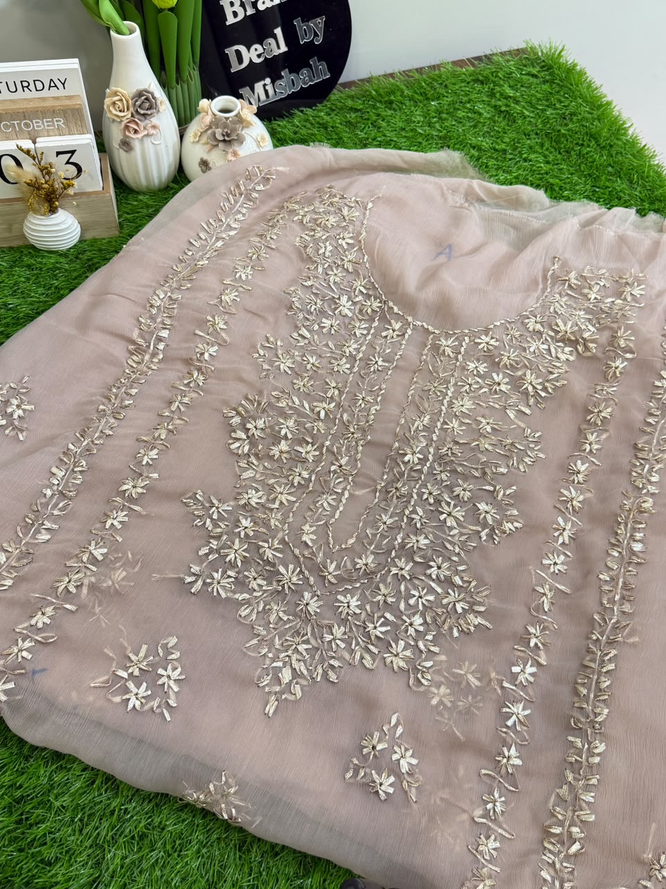 Luxury chiffon gotta work Shirt and Dupatta (E)