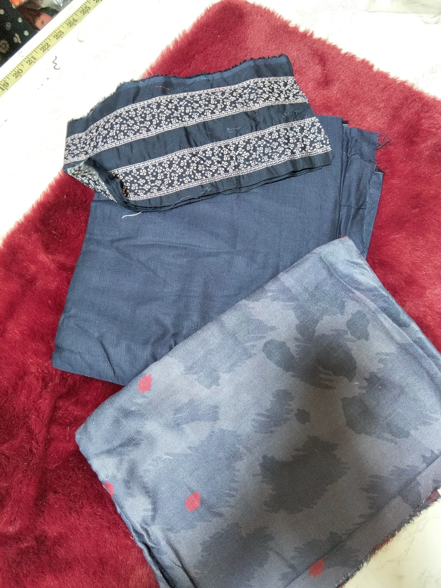 Sale baroque plain khadr shirt and trouser with printed wool shawl with embroided patche (winter)
