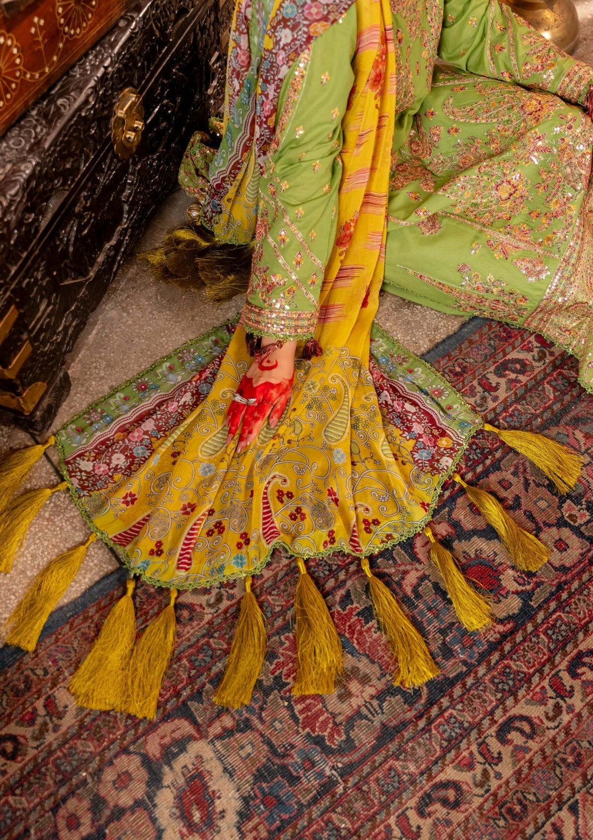 Fatima Hussain ( Lamia) embroidered lawn 3pc with printed chiffon duppata