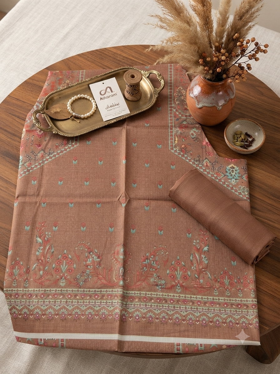 Alkaram printed khaddar 2 pc shirt and trouser