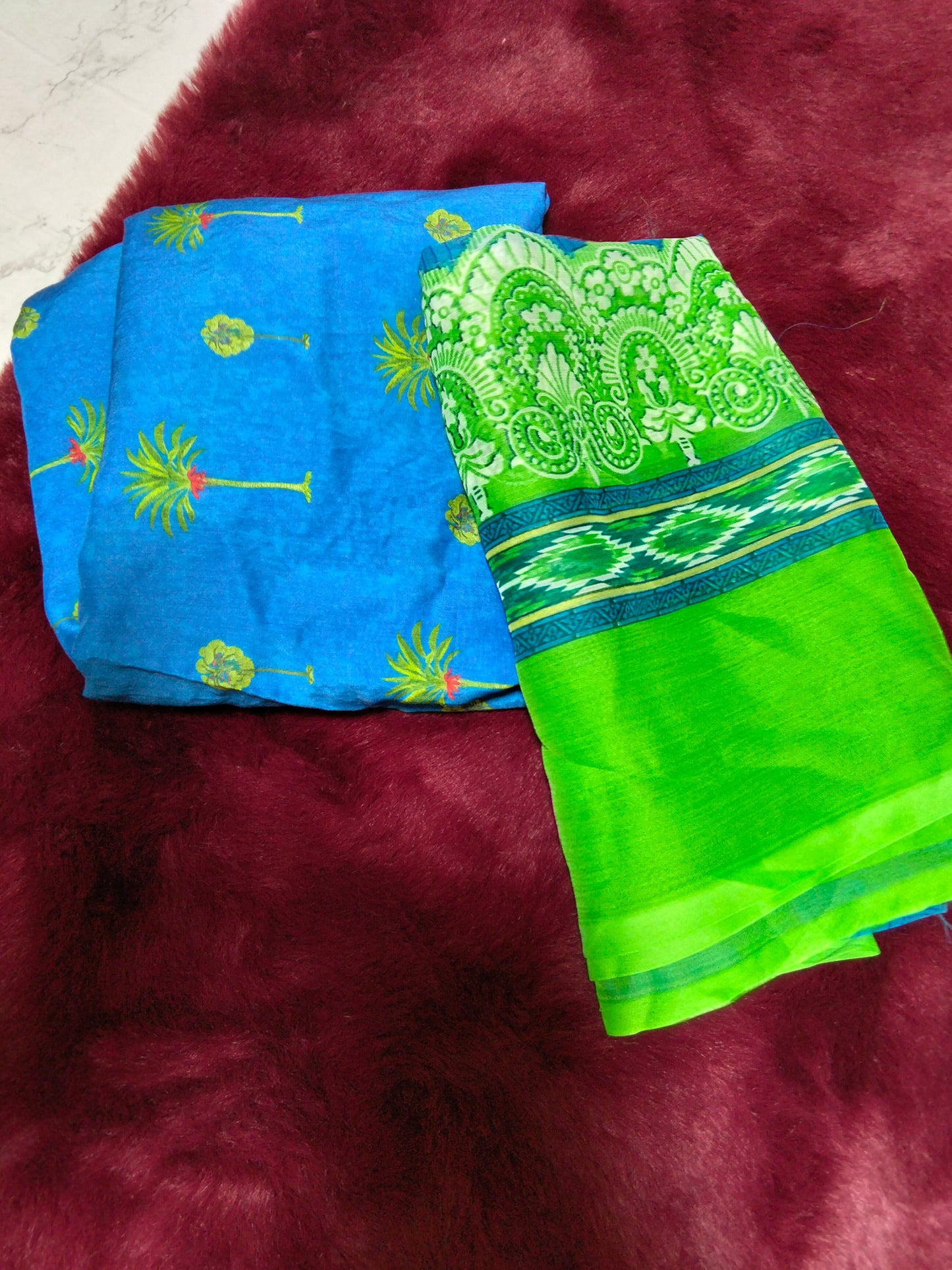 Sale printed silk Shirt and printed chiffon dupatta (2pc)