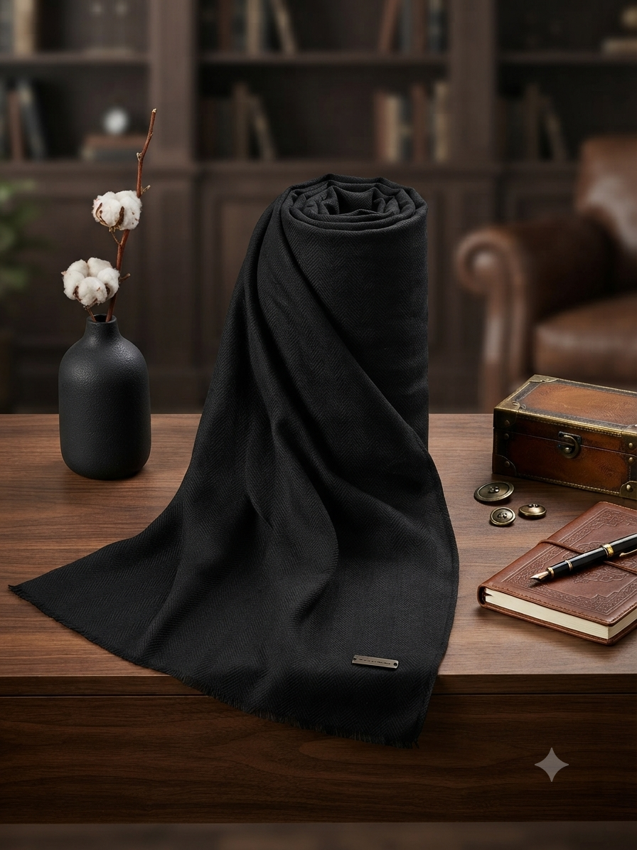Sale khadi plain shawl black (winter)