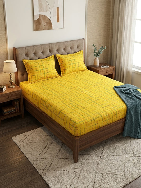 pure cotton stuff king size bed sheet with 2 pillow covers