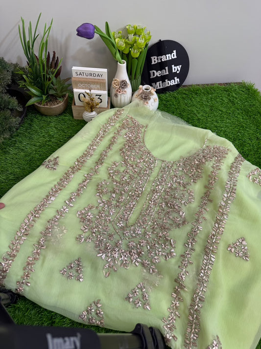 Luxury chiffon gotta work Shirt and Dupatta (F)