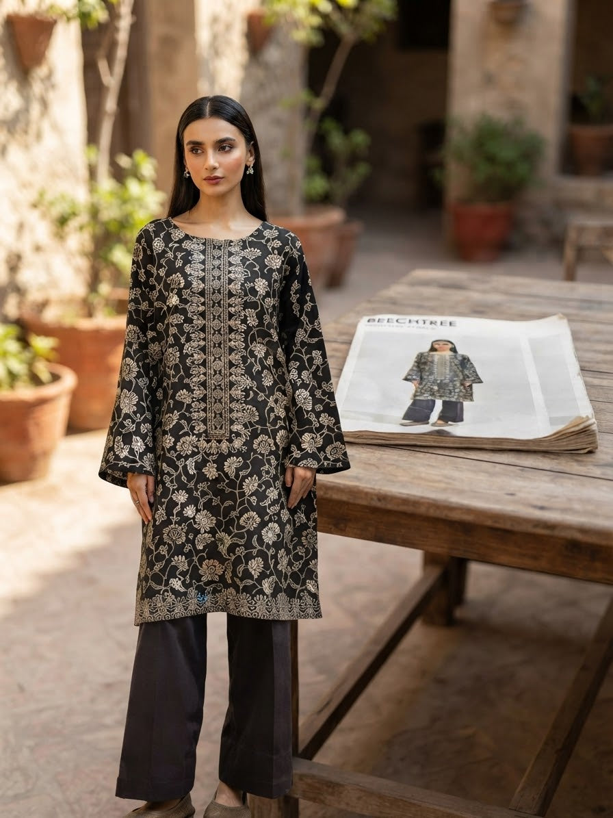 Beechtree embroided khadar 2pc shirt and trouser