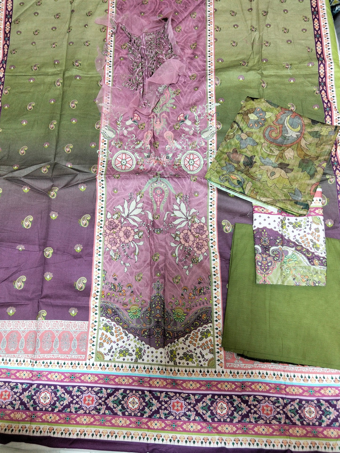 Sale printed linen 3pc with plain trouser