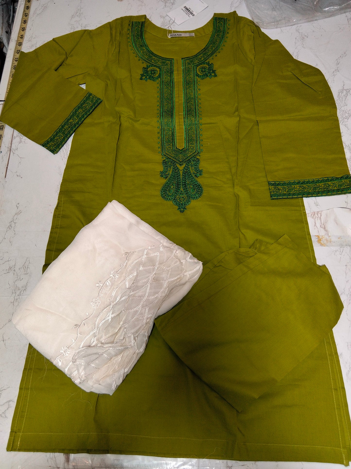 Sale Khadi stitch small 2pc+pure chiffon dyeable duppta