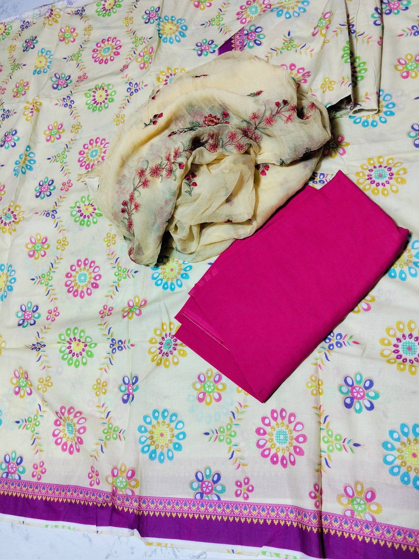 Sale printed lawn 2pc+breeze embroided pure chiffon