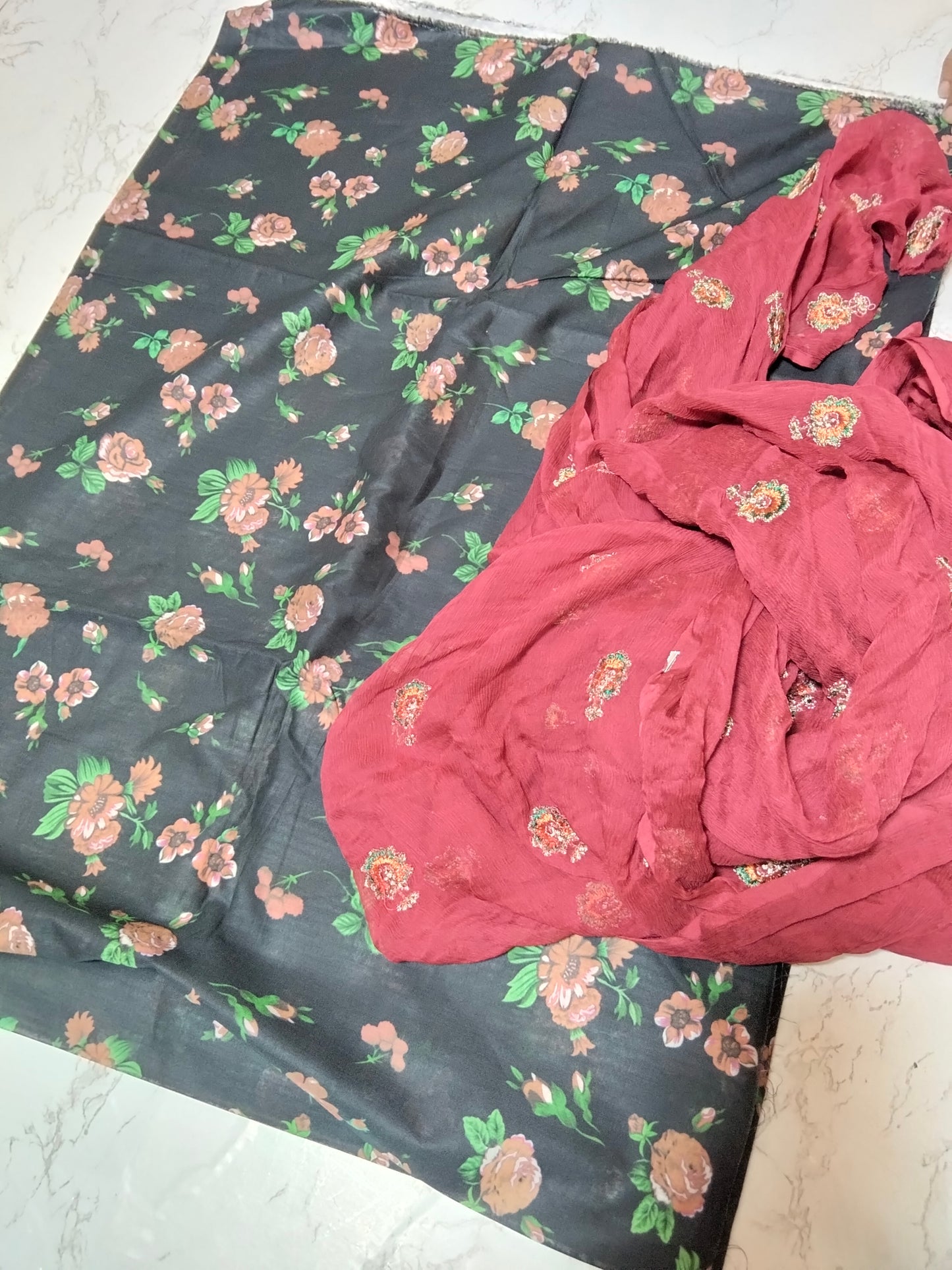 Sale Allover printed lawn 2 PC+Bareeze Embroidered Pure chiffon dupatta
