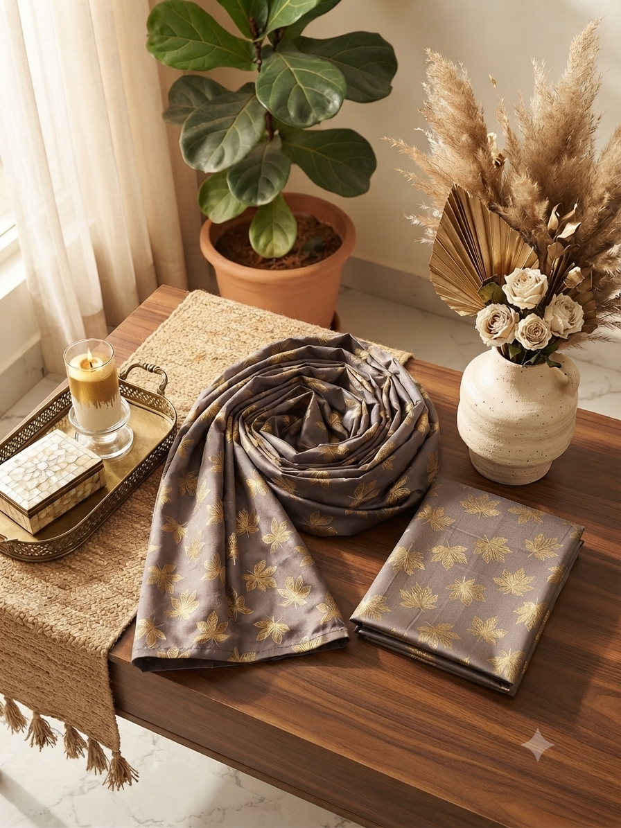 Block printed raw silk 2 pc