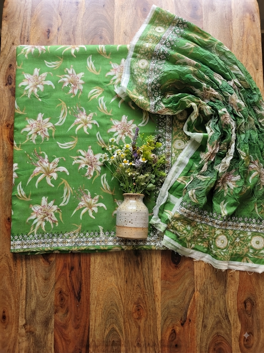 Bareeze Lawn shirt with Pure chiffon dupatta 2pc