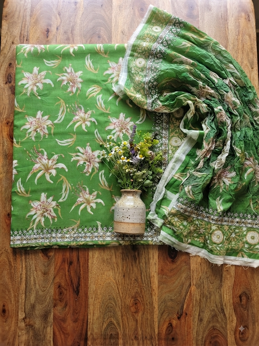 Bareeze Lawn shirt with Pure chiffon dupatta 2pc