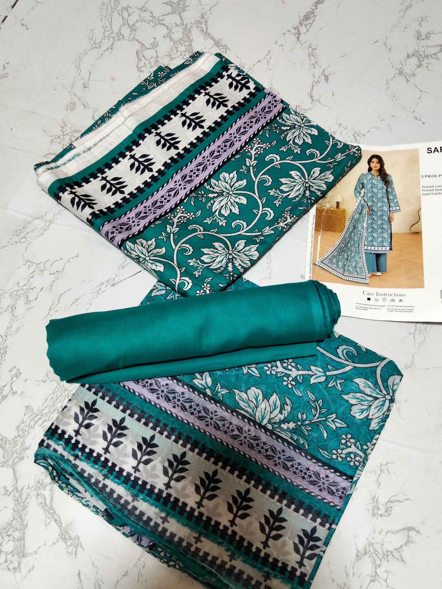 Sale printed lawn 3pc with plain trouser