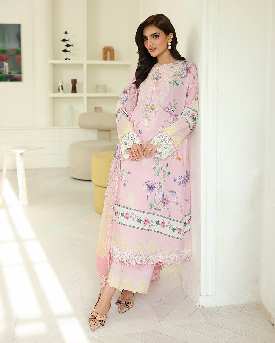 Mushq Roheenaz Pink Veil embroided 3pc