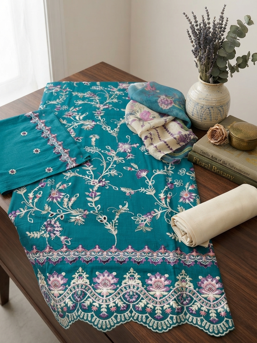 Nureh Riaz arts luxury embroidered lawn 3pc