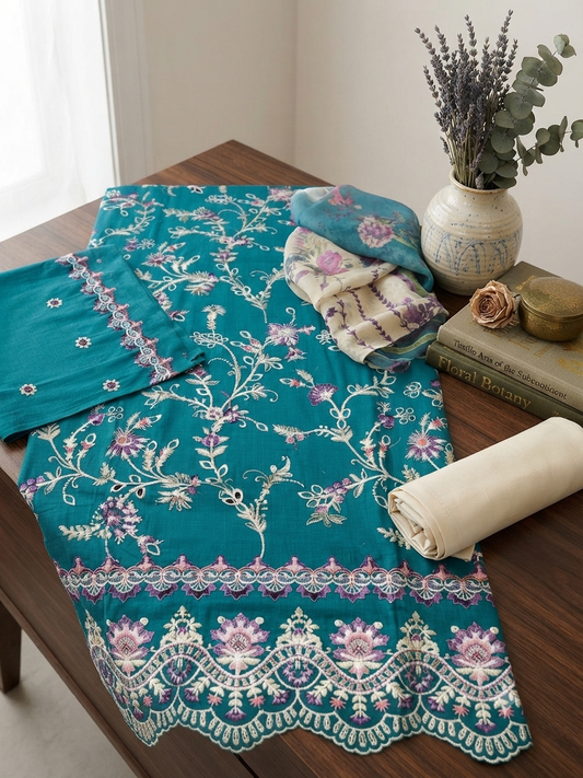 Nureh Riaz arts luxury embroidered lawn 3pc with swiss monar lawn