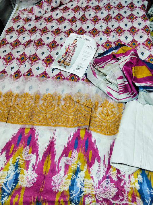 Sale printed lawn 3pc with embroided patches