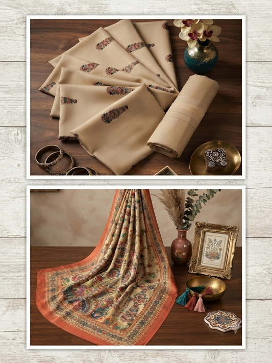 Code I pashmina qalamkar printed winter 3 pc