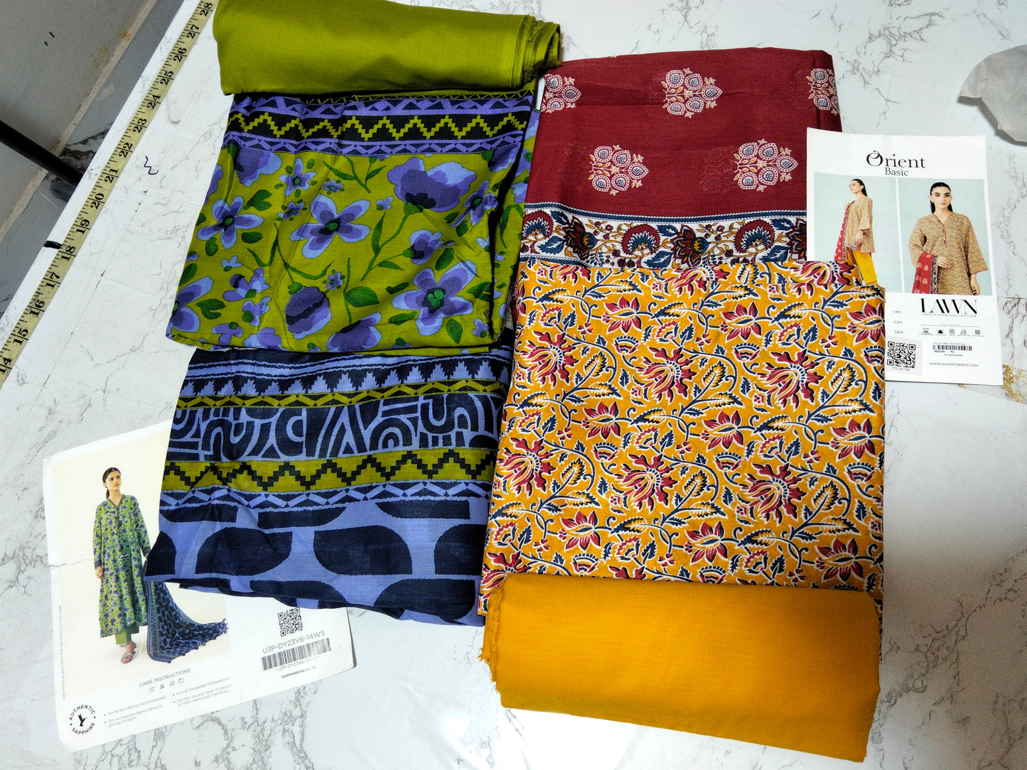 Sale 2 set of 3pc printed shirt and dupatta with plain trouser
