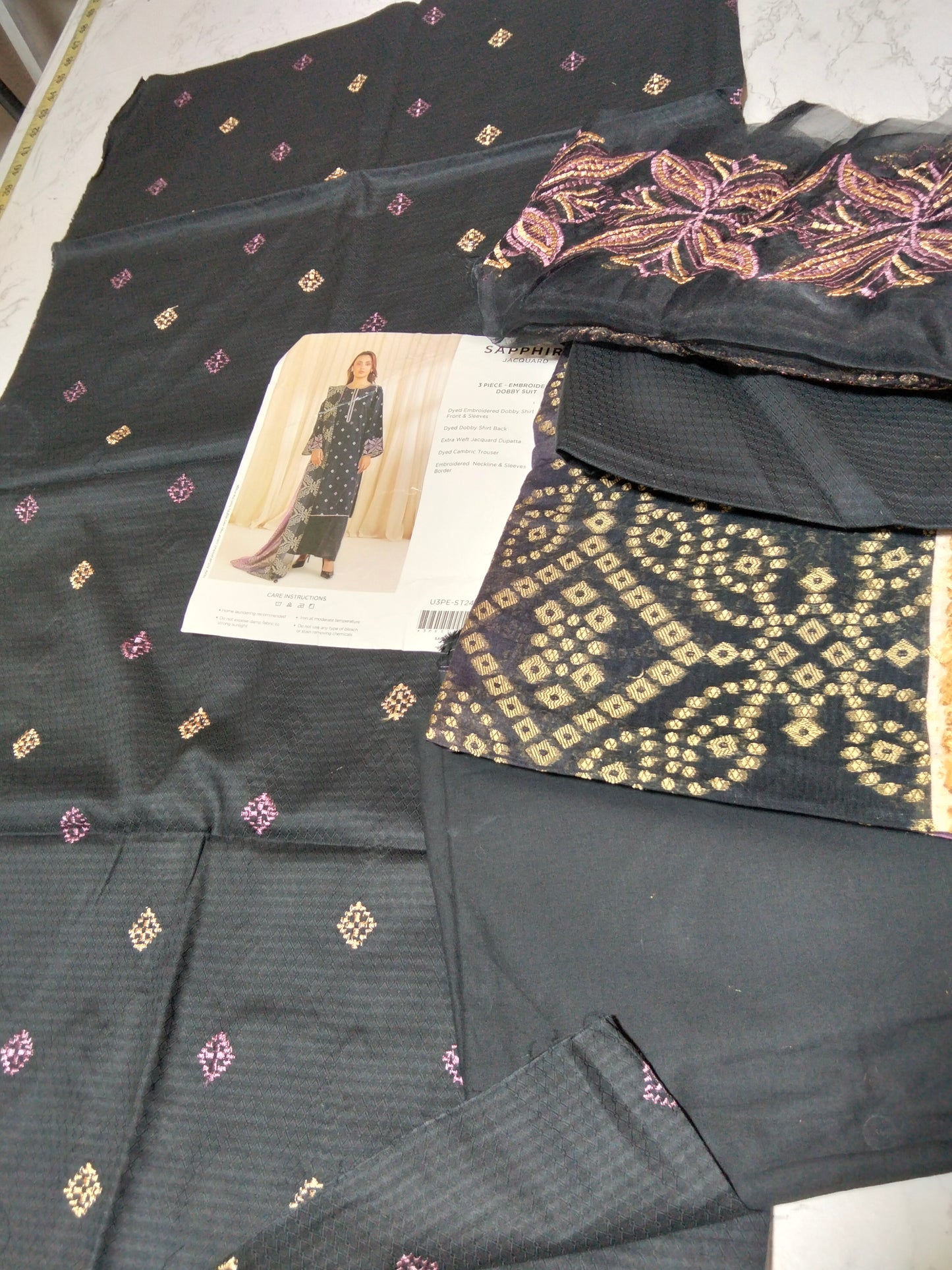 Sale Original Sapphire Embroidered Lawn  3pc with Jacquard Dupatta and Patches