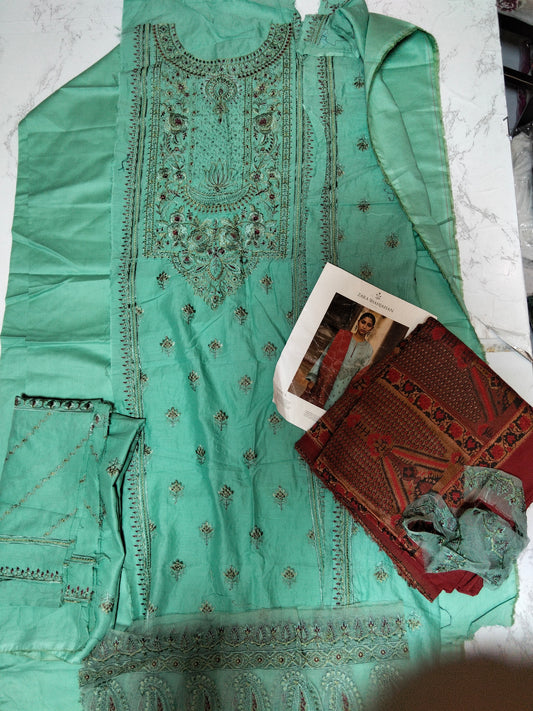 Sale Zara shahjahan embroidered lawn  2 pc with lawn jacqaurd dupatta
