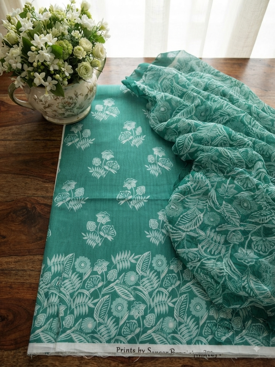Bareeze Lawn shirt with Pure chiffon dupatta 2pc