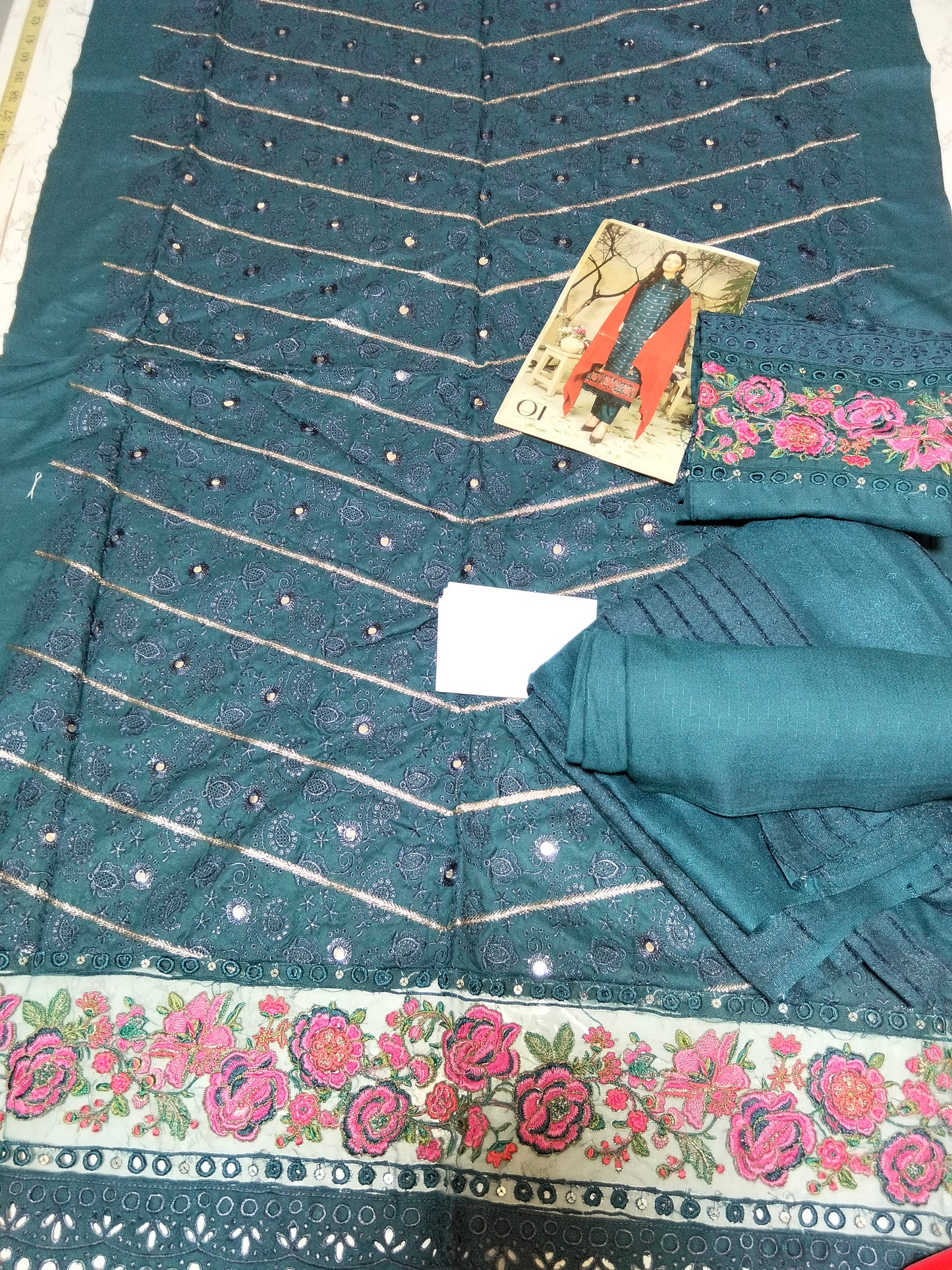 Sale embroided karandi  fabric 3pc