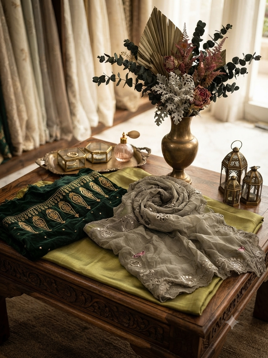 Sale plain  cotton silk 2pc+ j.shirt + embroided chiffon duptta