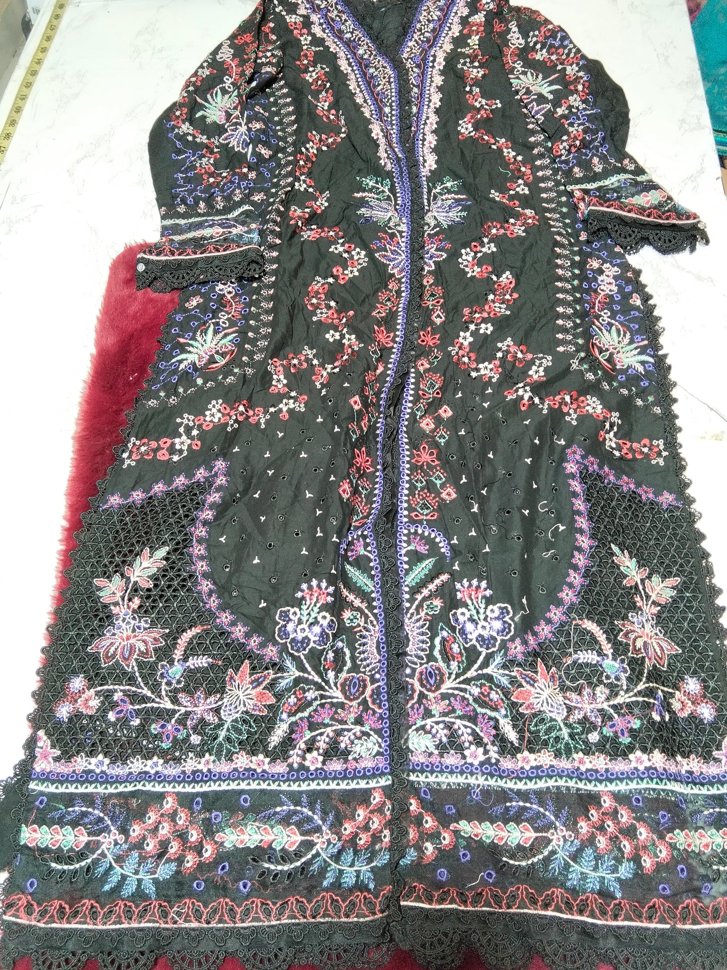 Afrozeh Stitch luxury embroided lawn shirt