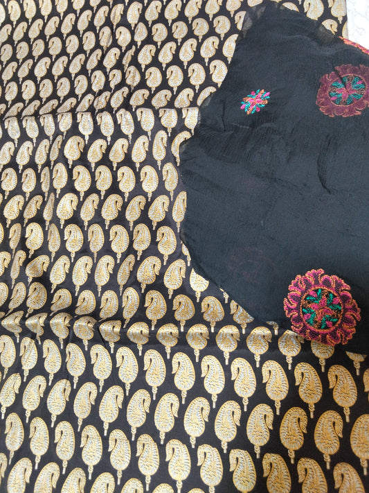 Sale Allover Block printed 2PC+Breeze embroided pure chiffon dupatta