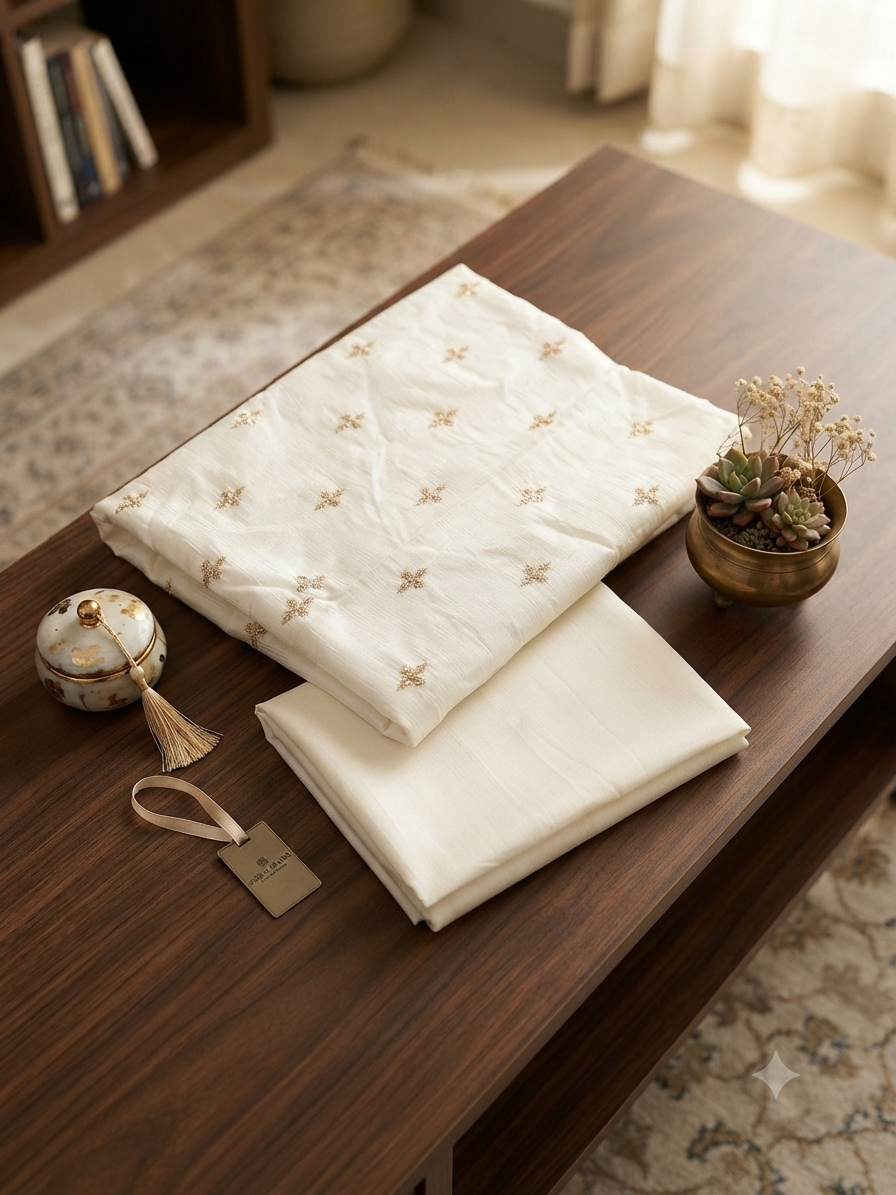 Embroided Raw silk 2pc dyeable
