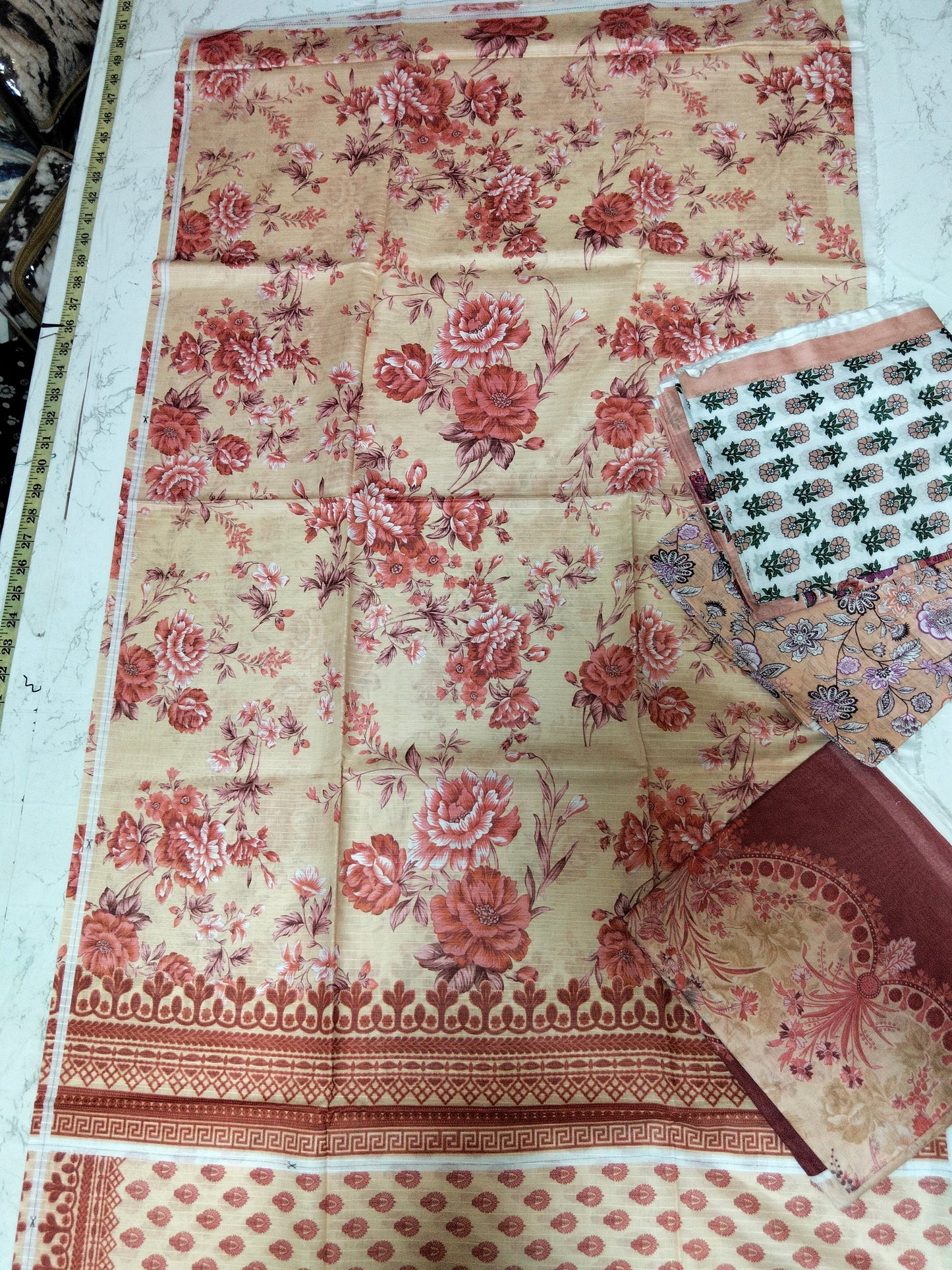 Sale printed lawn 2pc shirt and dupatta+breeze embroided pure chiffon dupatta